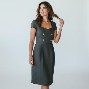 Vintage Pia Rucci black linen dress size 10 runs small.